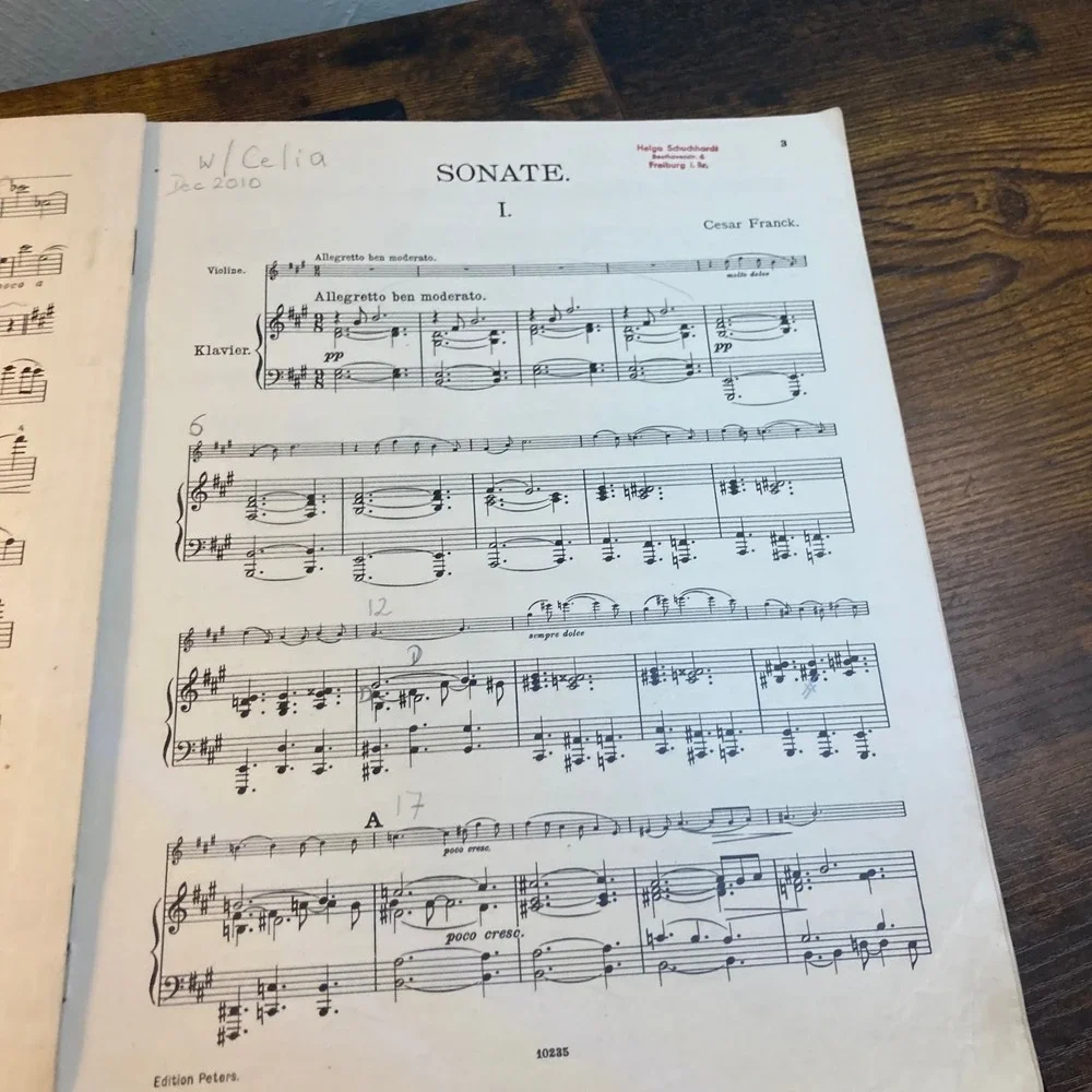 Cesar Franck Sonate A Major Violin Piano Sheet Music Edition Peters 3742 Vintage